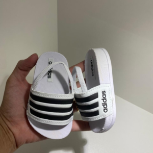 Slide Baby Luxo – Estilo Adidas Branco Clássico