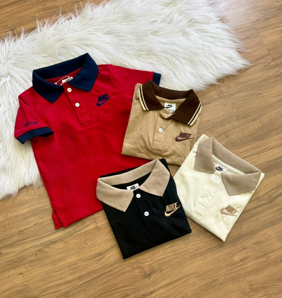 Camiseta Gola Polo Inspiração Nike - 4 Peças