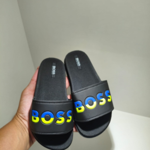 Slide Infantil Luxo – Estilo Boss Preto com Verde Neon