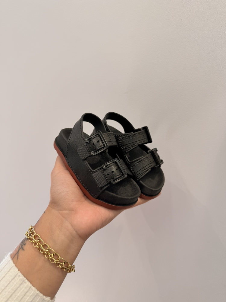 Papete Fivela Preto/Marrom Baby