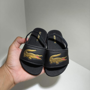 Slide Baby Luxo – Estilo Lacoste Preto com Dourado