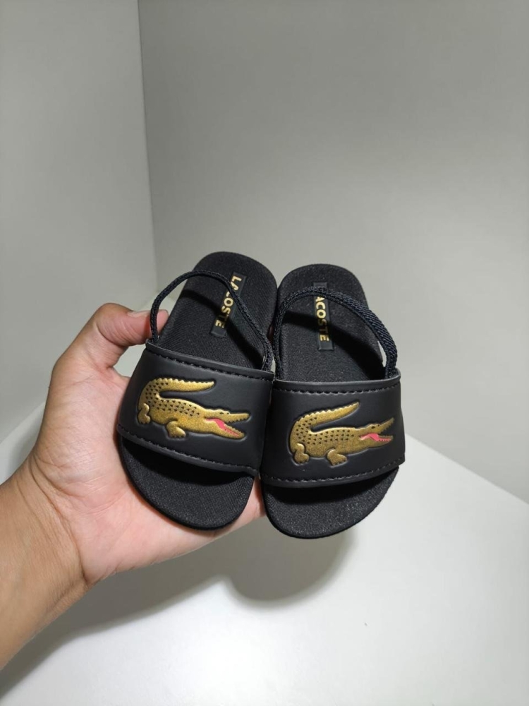 Slide Baby Luxo – Estilo Lacoste Preto com Dourado
