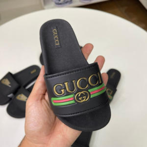 Slide Infantil Luxo – Estilo Gucci Preto/Verde Clássico