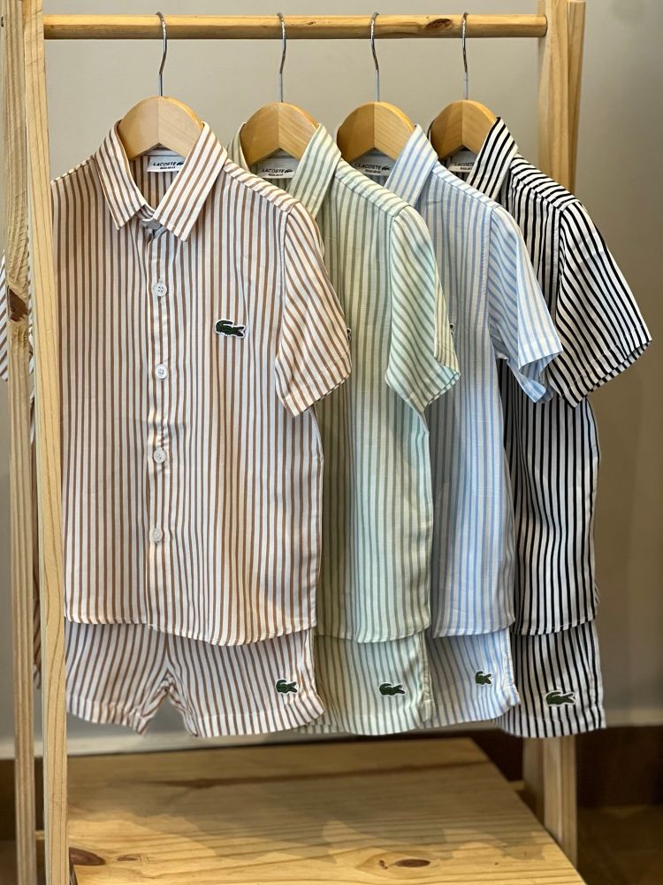 Conjunto Visco-Linho/Listrado - Inspiração Lacoste - 4 Conjuntos